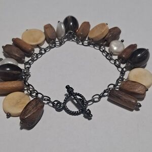 NF925 Thailand Elegant Wood, Quartz, Pearls, Bracelet